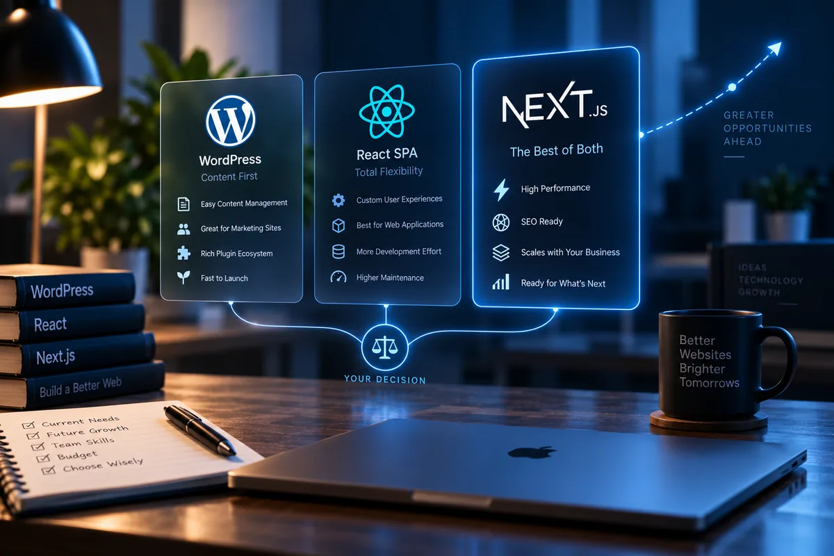 WordPress、React与Next.js建站方案对比