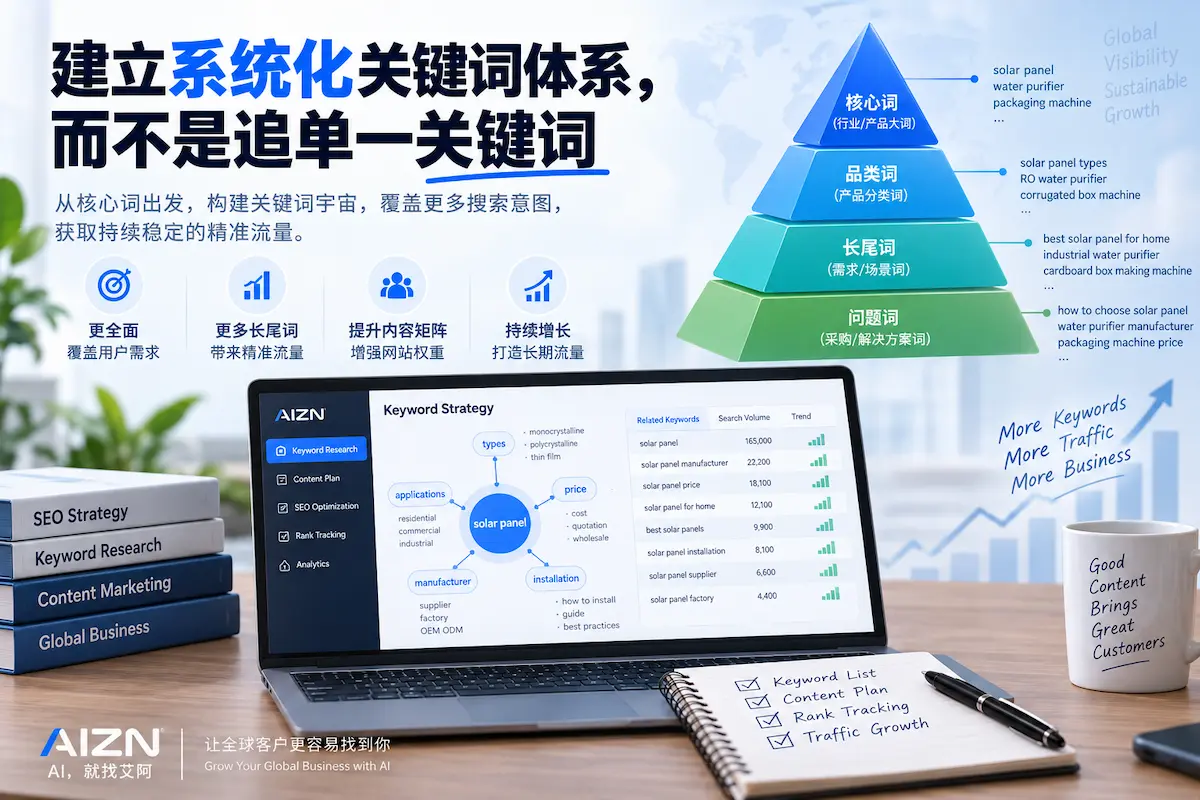 建立系统化关键词体系,而不是追单一关键词