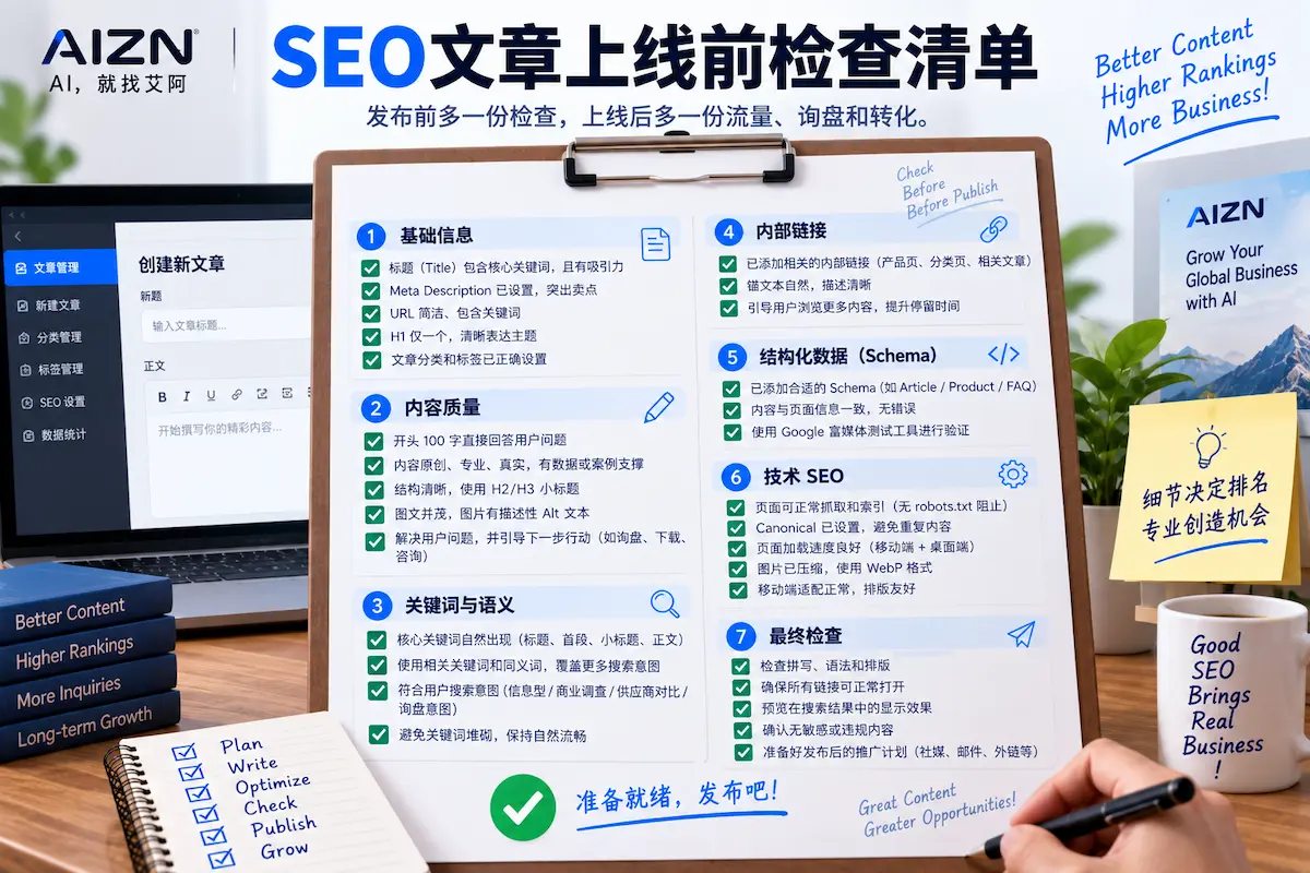 SEO文章上线前检查清单
